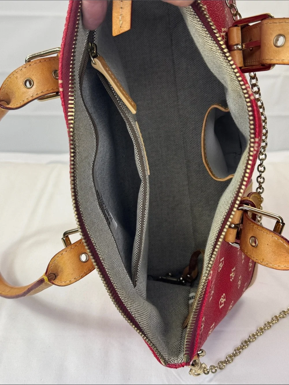 Dooney & Bourke Red Monogram Domed Satchel‎ Bag